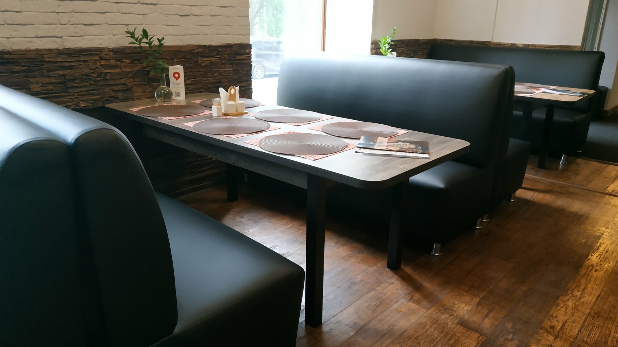 фото Диван офисный Вегас, механизм Нераскладной, 150х67х100 см, чёрный матовый