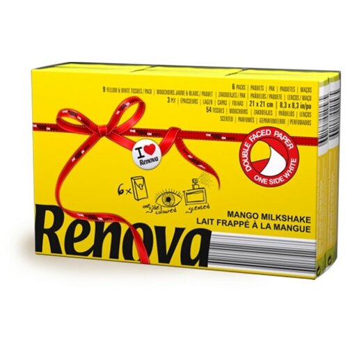 Платочки RENOVA Red Label Mango Yellow, 6 пачек по 10 листов