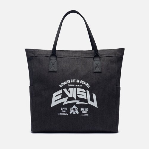 Сумка  тоут Evisu, текстиль, черный