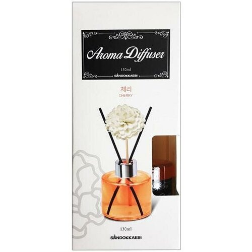 Sandokkaebi Aroma Diffuser Black Cherry Жидкий освежитель воздуха с декоративными арома-палочками в стеклянном флаконе Черешня 130 мл