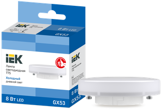 Лампа светодиод. (LED) Таблетка GX53 8Вт 720лм 6500К 230В матов. IEK