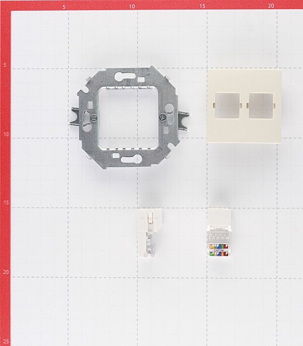 15 1591593-031 Розетка компьютерная (2хRJ45, под рамку, скрытая установка, слоновая кость) Simon - фото №2
