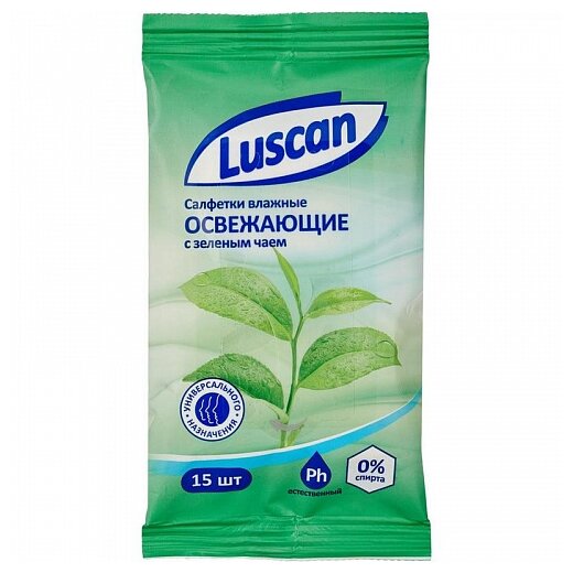 Влажные салфетки Luscan освежающие с зеленым чаем