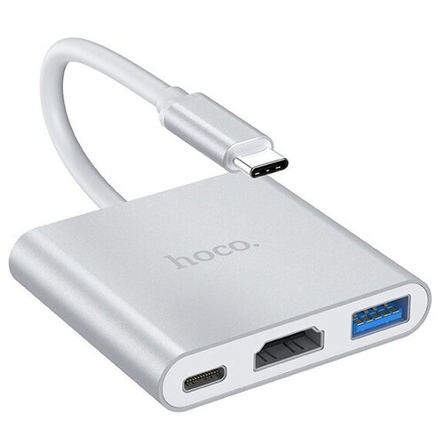 USB-концентратор HOCO HB14 Easy USB 30 выхода HDMI Type-CPD алюминий кабель Type-C цвет серый 77400₽