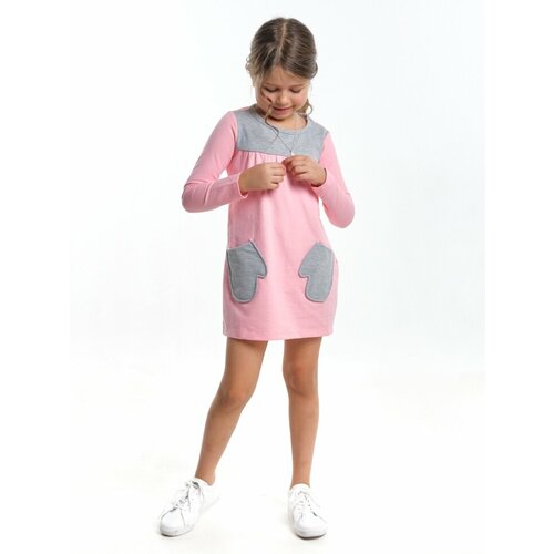 фото Платье mini maxi, футер, хлопок, трикотаж, однотонное, размер 110, розовый
