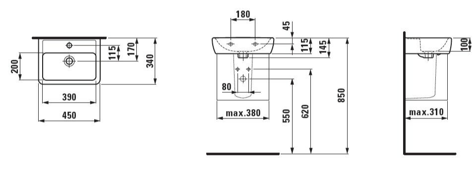 Раковина для ванной Laufen PRO A 45х34 (8.1195.1.000.104.1)