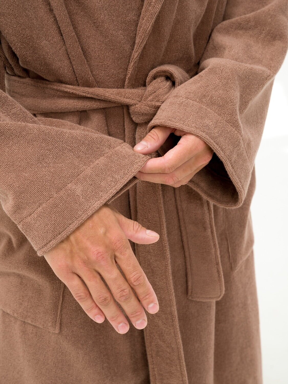 Халат РОСХАЛАТ, длинный рукав, карманы, размер 42-44, коричневый - фотография № 8