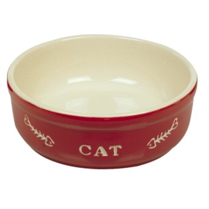 Миска керамическая Nobby CAT 0,24 л 13,5 см x 5 см красная с рисунком . - фотография № 4