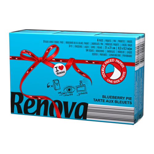 Платочки RENOVA Red Label Blueberry Blue, 6 пачек по 10 листов