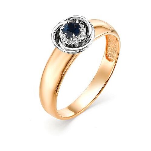 фото Алькор кольцо с сапфиром и бриллиантами из красного золота 11534-102, размер 17.5