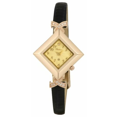 Наручные часы Platinor женские, кварцевые, корпус золото, 585 проба, фианитжелтый