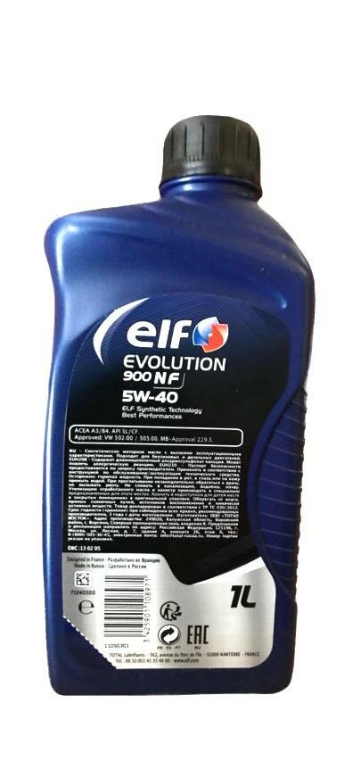 Синтетическое моторное масло ELF Evolution 900 NF 5W-40, 1 л, 0.9 кг, 1 шт