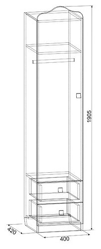 Шкаф комбинированный Амели (с ящиками 1-створчатый) Мебельсон дуб млечный - фотография № 3