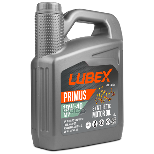 LUBEX Масло Моторное 10w40 Lubex 4л Синтетика Primus Mv Api Sn/Cf Acea A3/B4