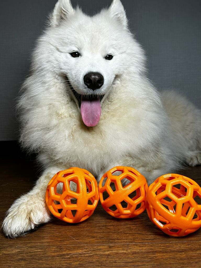 Игрушка для собак. Прочный, прыгучий 9 см мяч из термопластичного каучука оранжевый.