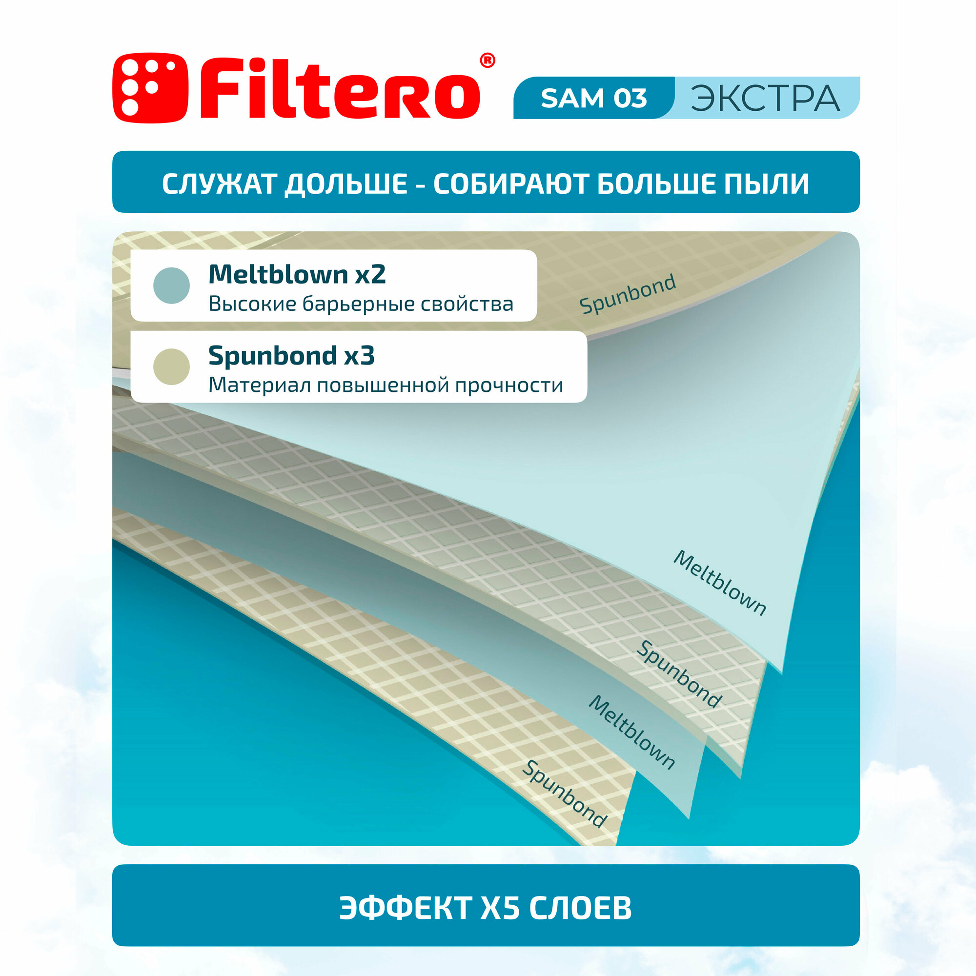 Пылесборники FILTERO SAM 03 Экстра, пятислойные, 4 шт., для пылесосов SAMSUNG, AKIRA, EVGO, HYUNDAI, SHIVAKI - фото №3