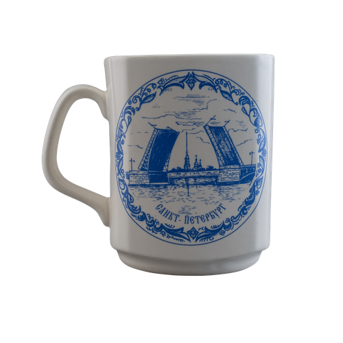 Кружка гранёная (бел, вид синий, Санкт-Петербург)