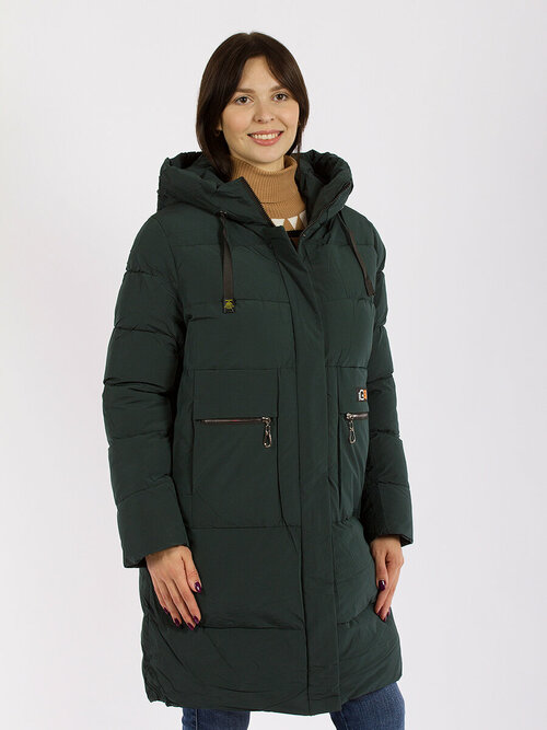 куртка  Gevito зимняя, силуэт прямой, размер 50, зеленый