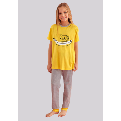 фото Пижама sevim, брюки, футболка, размер 9-10(140), желтый