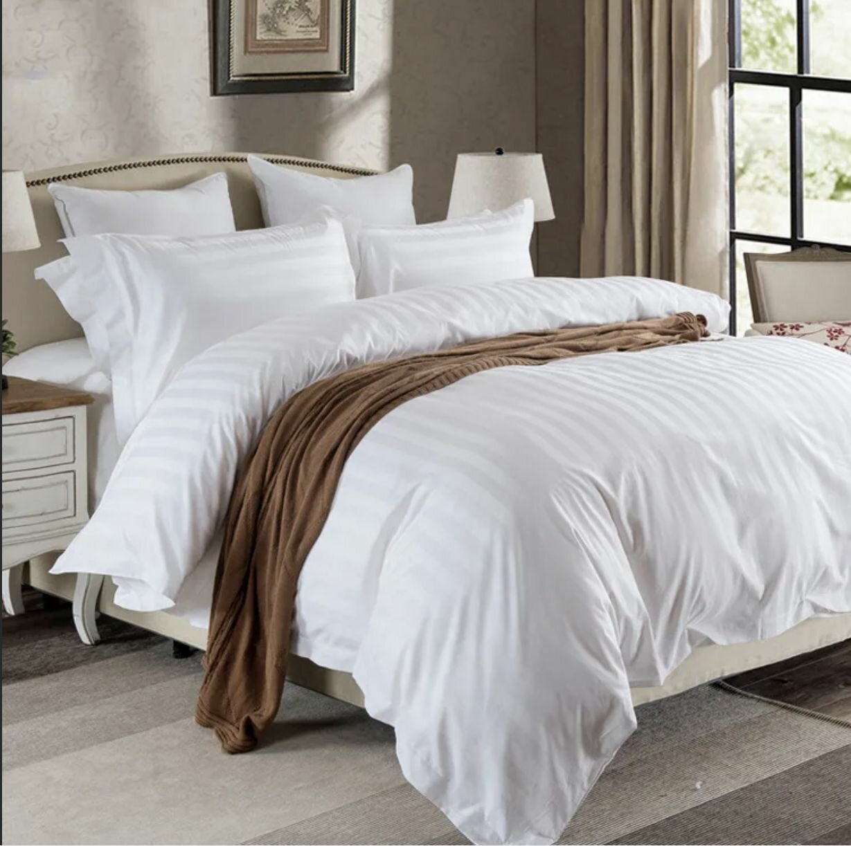 Комплект постельного белья с одеялом Boris Страйп-Сатин Евро наволочки 50x70