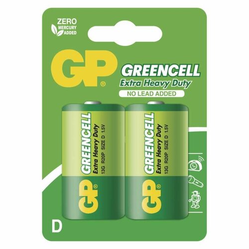 Батарейки солевые GP GP13G 2CR2 Greencell D R20 1,5В 20шт