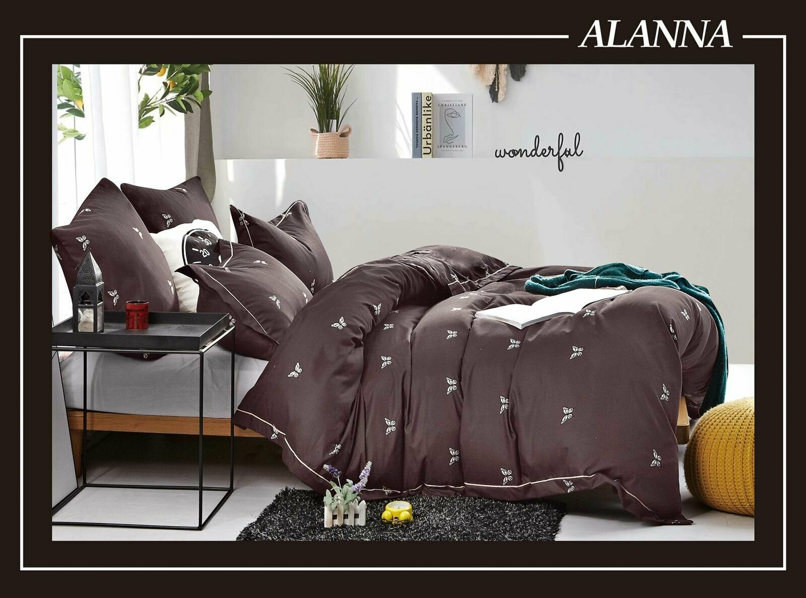 Комплект постельного белья ALANNA, Сатин, Евро, наволочки 50x70, 70x70