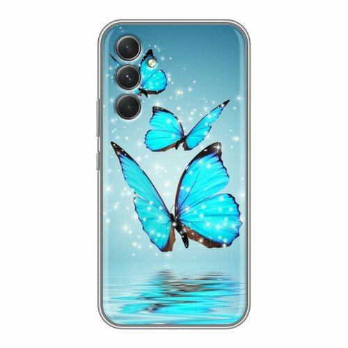 Дизайнерский силиконовый чехол для Гэлакси А54 5Ж / Samsung Galaxy A54 5G Бабочки голубые