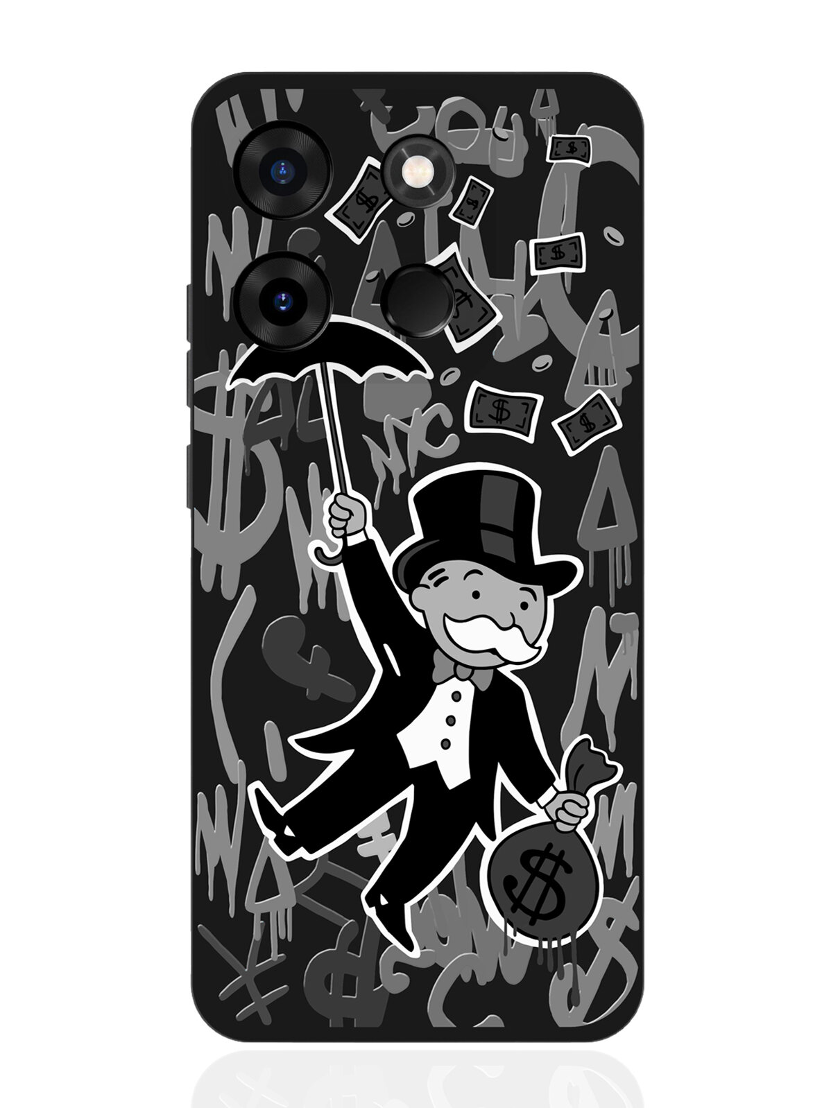 Чехол для смартфона Infinix Smart 7 Plus черный силиконовый Monopoly Black Edition/ Монополия