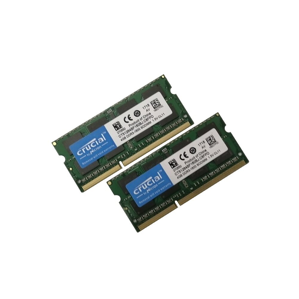 ОЗУ So-Dimm 8Gb PC3-12800s, DDR3-1600, Crucial CT51264BF160BJ. C8FPD (Kit 2x4Gb)