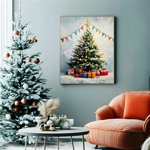 Постер Нарядная Новогодняя Ёлка 50 на 70см 1450₽