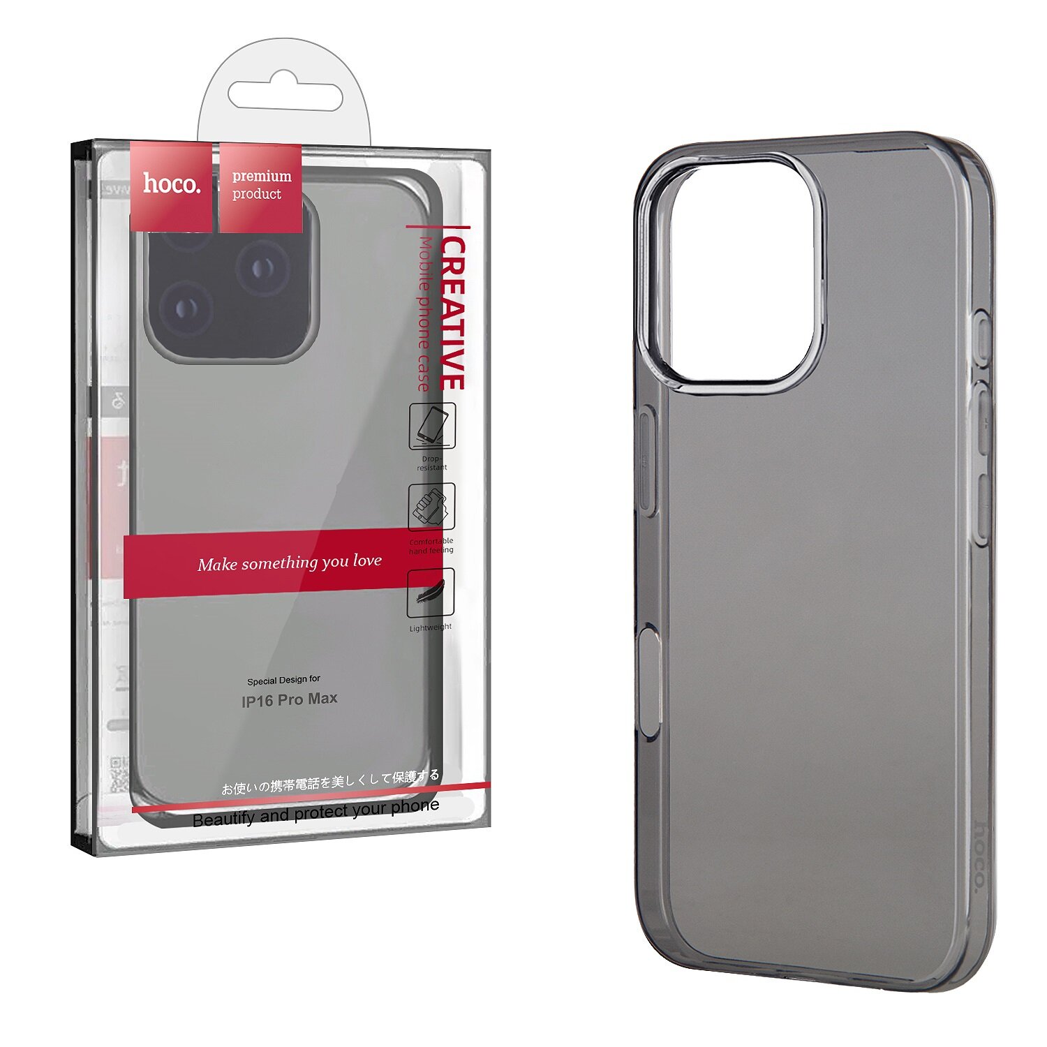 Чехол iPhone 16 Pro Max Light Series TPU black HOCO (IS968245)