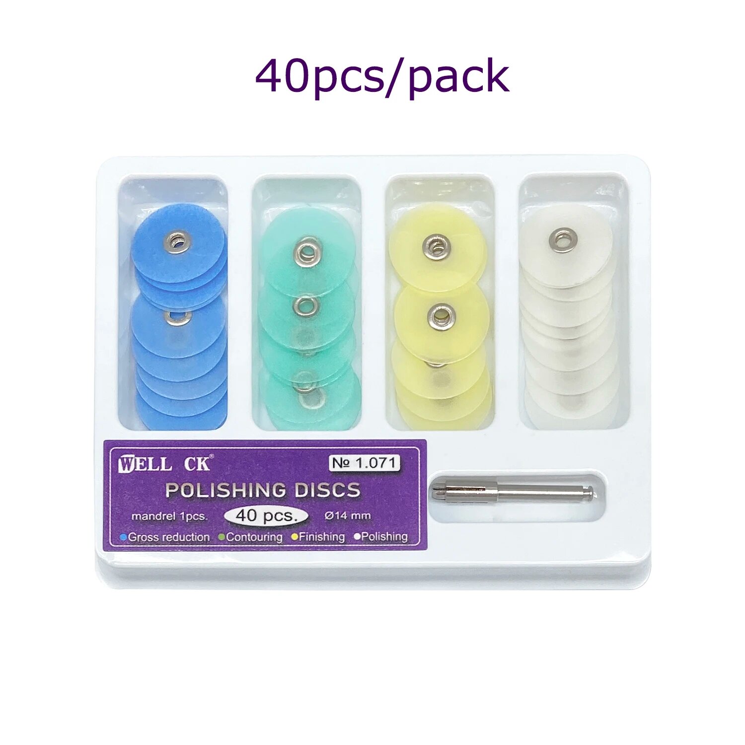 Шлифовальные диски Well CK для полировки зубов, 40pcs with mandrel