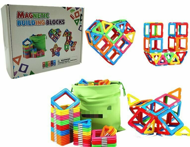 Конструктор Магнитный 50 деталей. Геометрические фигуры (мешочек, в коробке, от 3 лет) CLP-11, (Ningbo Haishu Xin Ming magnetic industry Co)
