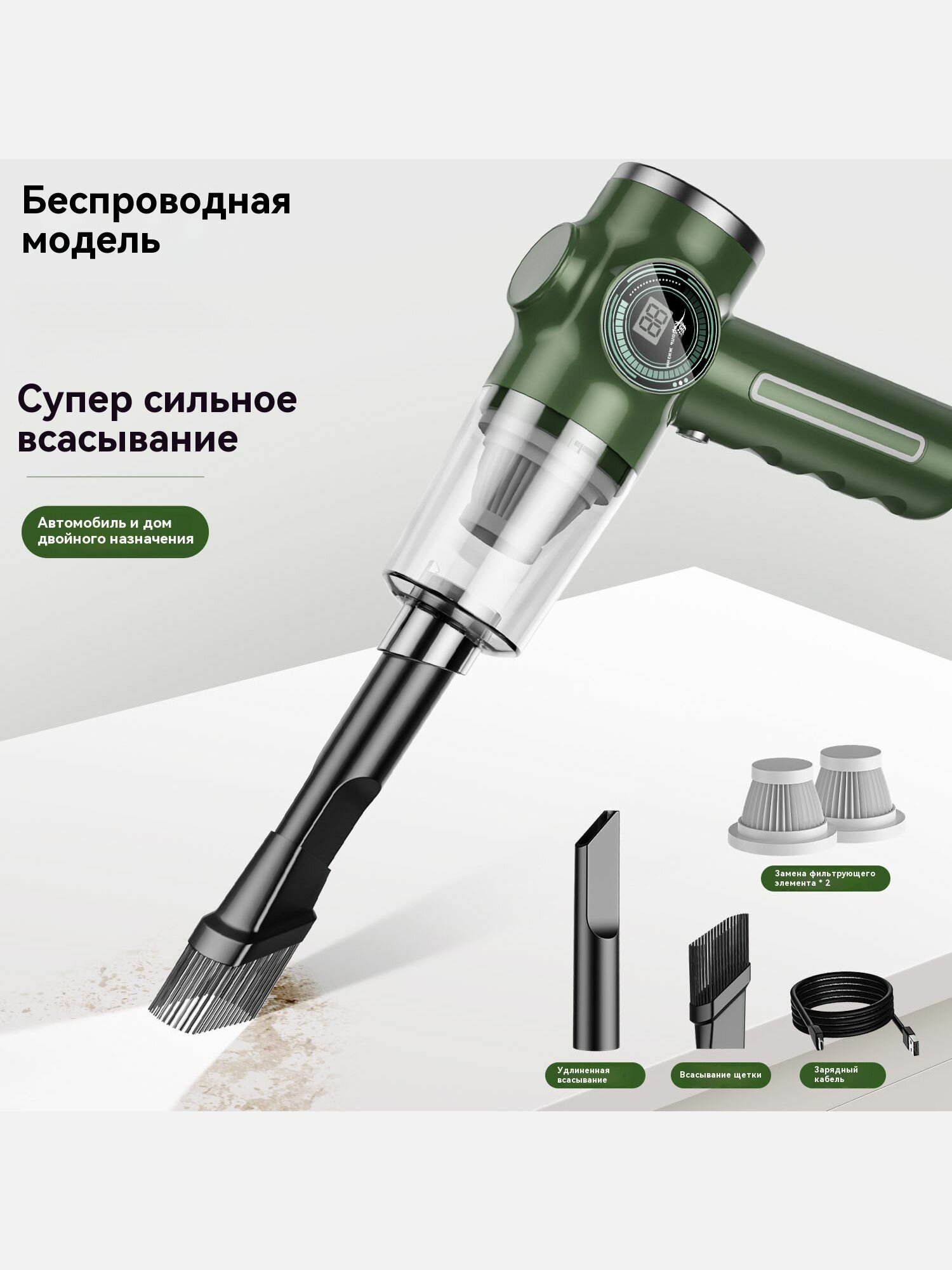 Автомобильный пылесос беспроводной и портативный с большой мощностью всасывания-LV