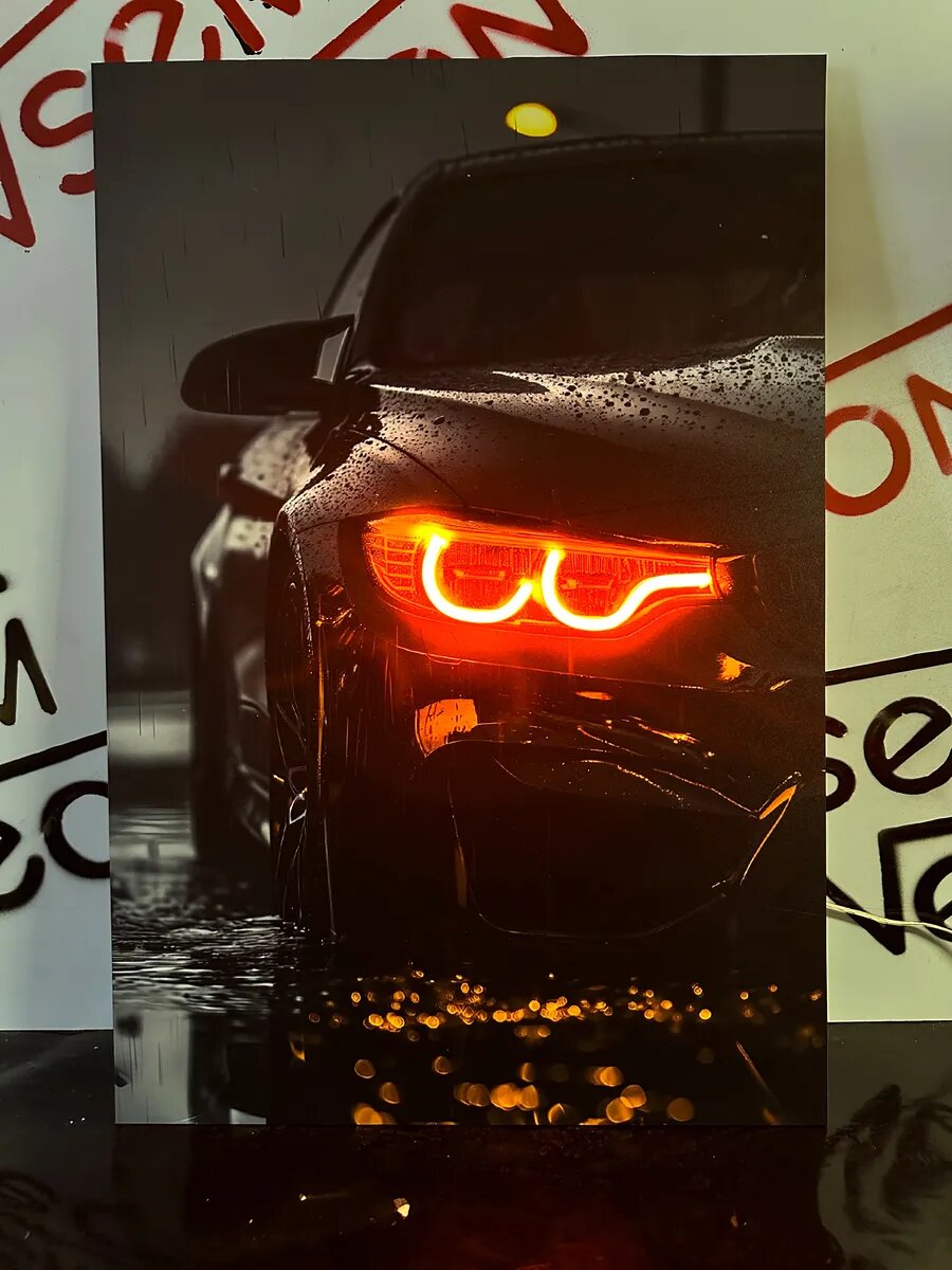 Картина на стену с неоном BMW — фото 1