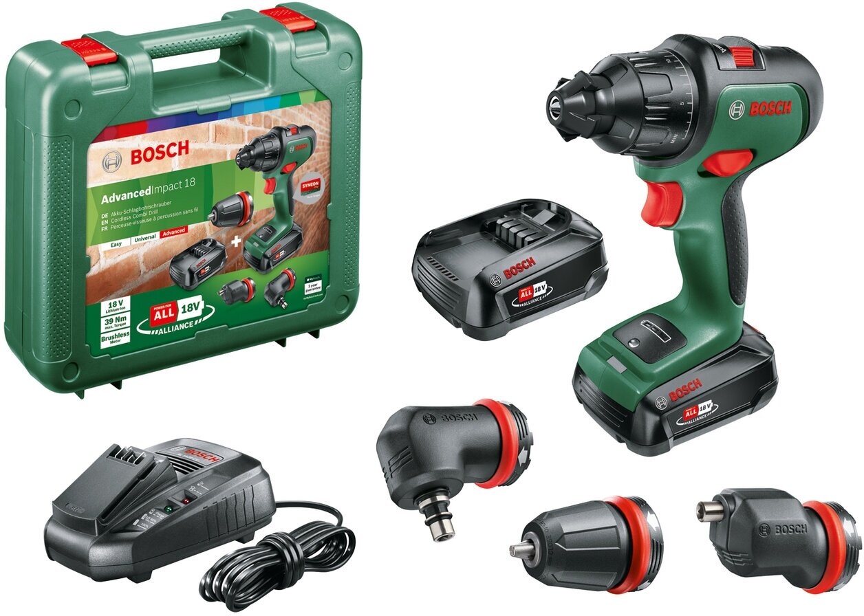 06039B510B Дрель-шуруповерт Bosch AdvancedImpact 18 set 06039B510B POWER FOR ALL 18V - фотография № 1