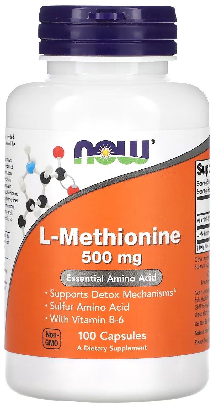 Капсулы NOW L-Methionine, 260 г, 500 мг, 100 шт.