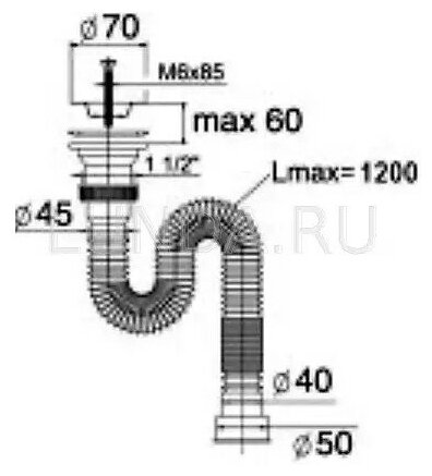 Сифон для мойки Virplast Мини Элит 30986343 L1200 - фото №5