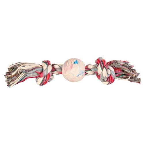 фото Trixie игрушка для собак "веревка с 2-мя узлами и мячом", натуральная резина 36см*ф7,5см