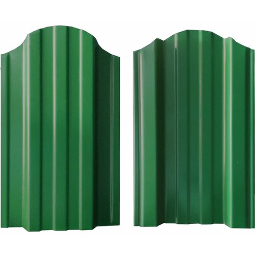 штакетник м образный фигурный цвет зеленый мох ral 6005 1800 х 76 мм Металлический штакетник двусторонний фигурный RAL 6005 зеленый мох 1,8 м с крепежом