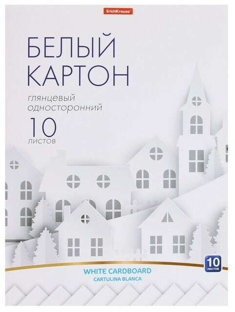 ErichKrause Картон белый А4, 10 листов, мелованный односторонний, 170 г/м2, ErichKrause, в папке, схема поделки