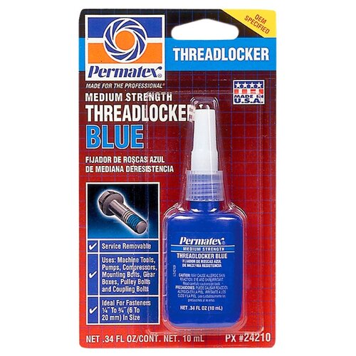 фото Фиксатор резьбовых соединений средней фиксации разъемный permatex threadlocker blue 09178/24201/24210/24225/24250 синий 10 мл