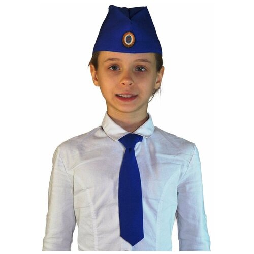 Пилотка синяя с кокардой и галстук синий КВ-М-0223 819 пилотка и галстук синие детские с кокардой вк 92014 13 58