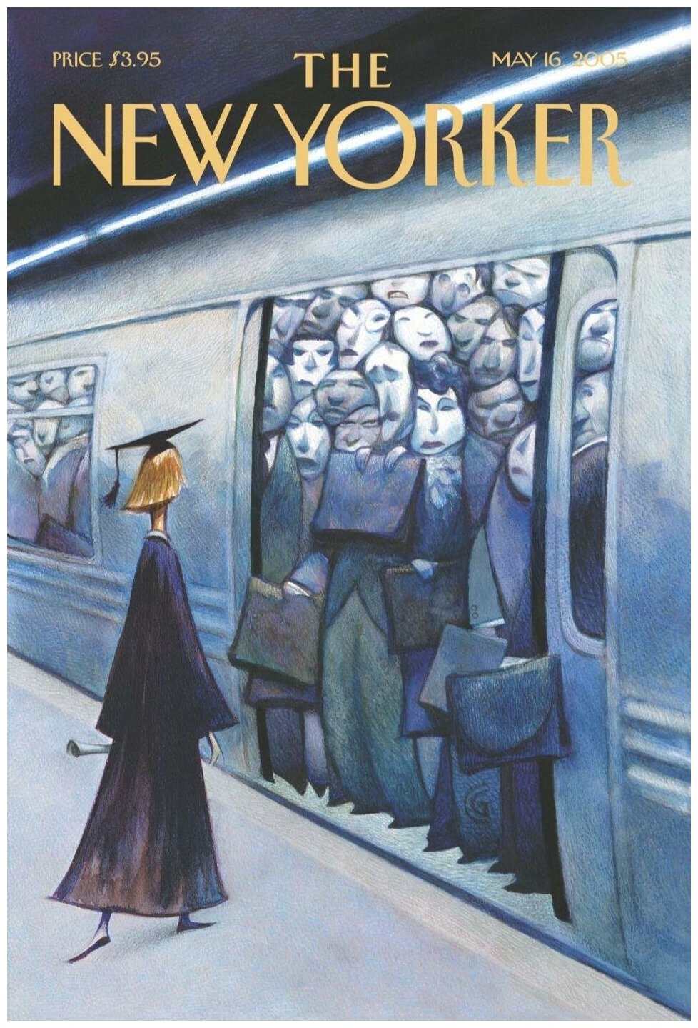 Постер / Плакат / Картина Обложки New Yorker - Выпускник в метро 40х50 см в подарочном тубусе