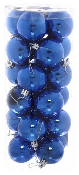 Новогодние шары 5 см (набор 24 шт) "Глянец", синий