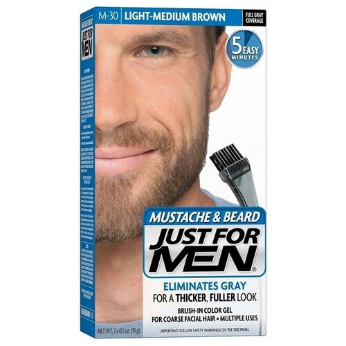 Купить Just for Men, M-30, оттенок M-30 для усов и бороды, светло-коричневый, 1 набор для многократного нанесения, Джаст фор Мен