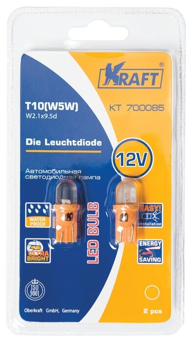 Светодиодная лампа KRAFT T10 W5W W2.1x9.5d 12v Yellow KT 700085 16028478