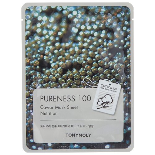 фото Tony moly тканевая маска pureness 100 caviar питательная, 21 мл