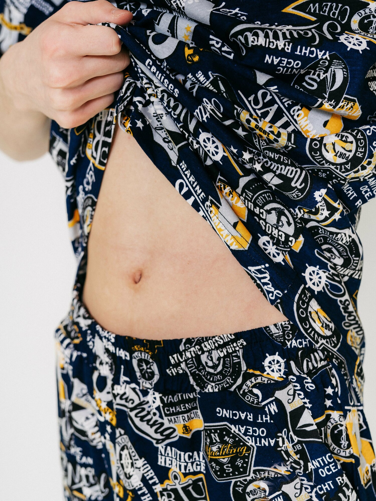 Мужская пижама, мужской пижамный комплект ARISTARHOV, Футболка + Шорты, Синий серый, размер 48 - фотография № 12
