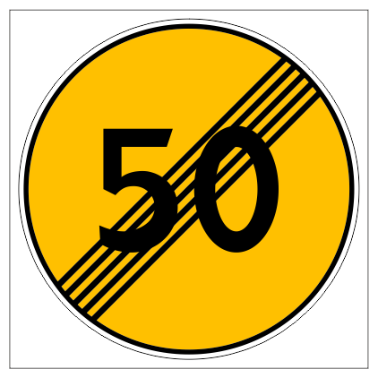 Дорожный знак 3.25 "Конец зоны ограничения максимальной скорости", типоразмер 3 (D700) световозвращающая пленка класс Iа(круг) (временный) 50 км/ч